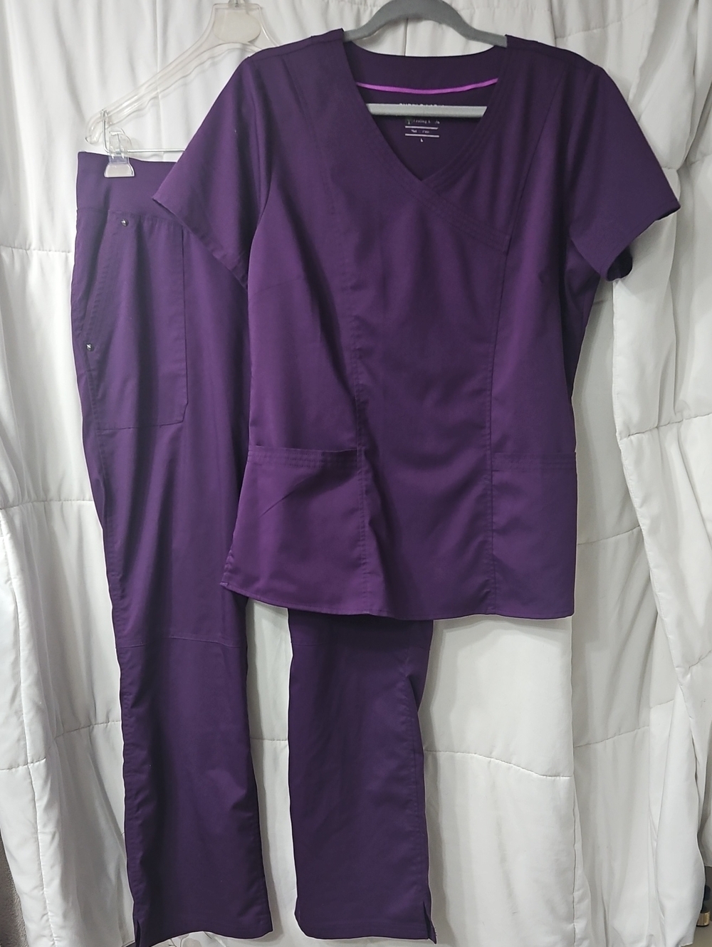 Women's Purple Scrub Set - V-Neck Top & Pants